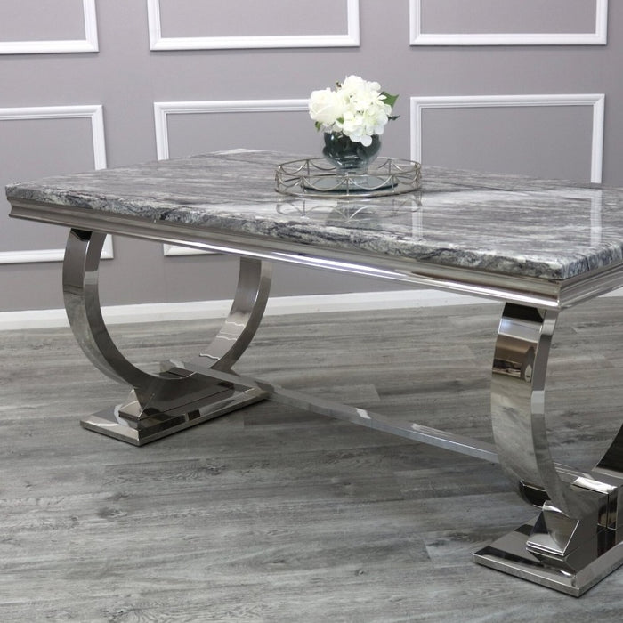 Brand New 180cm Dark Grey Marble Ariana Dining Table With Chairs with free Nationwide delivery